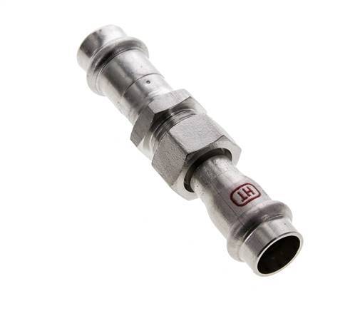 Pressverschraubung - 15 mm Innengewinde - Flachdichtung aus Edelstahl