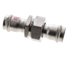 Pressverschraubung - 28 mm Innengewinde - Flachdichtung aus Edelstahl