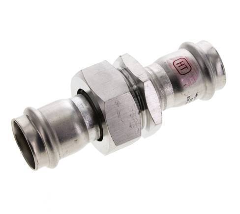 Pressverschraubung - 28 mm Innengewinde - Flachdichtung aus Edelstahl