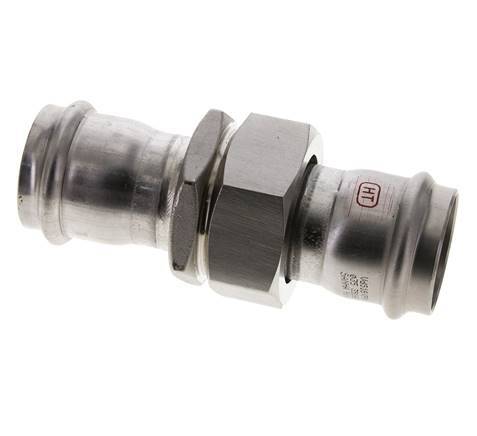 Pressverschraubung - 35 mm Innengewinde - Flachdichtung aus Edelstahl