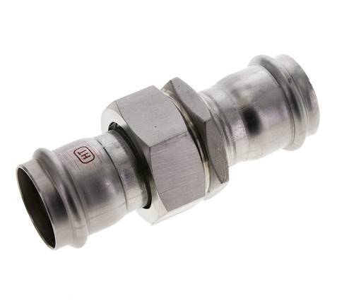 Pressverschraubung - 35 mm Innengewinde - Flachdichtung aus Edelstahl