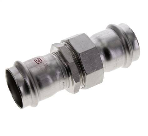 Pressverschraubung - 42 mm Innengewinde - Flachdichtung aus Edelstahl