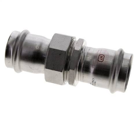 Pressverschraubung - 42 mm Innengewinde - Flachdichtung aus Edelstahl