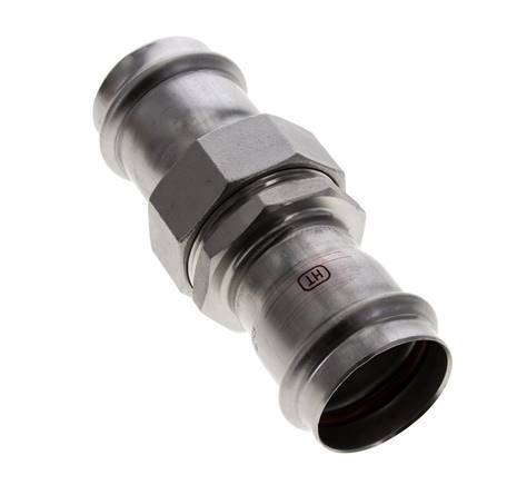 Pressverschraubung - 42 mm Innengewinde - Flachdichtung aus Edelstahl