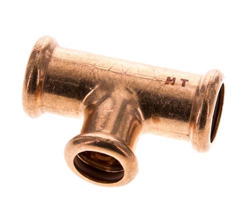 Tee Press Fitting - 15mm Female & 18mm - Copper alloy