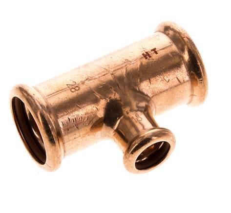 Tee Press Fitting - 15mm Female & 28mm - Copper alloy