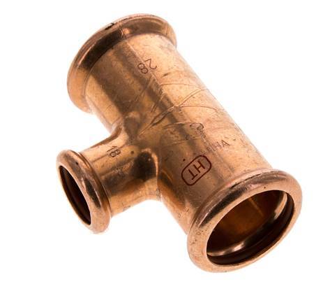 Tee Press Fitting - 18mm Female & 28mm - Copper alloy