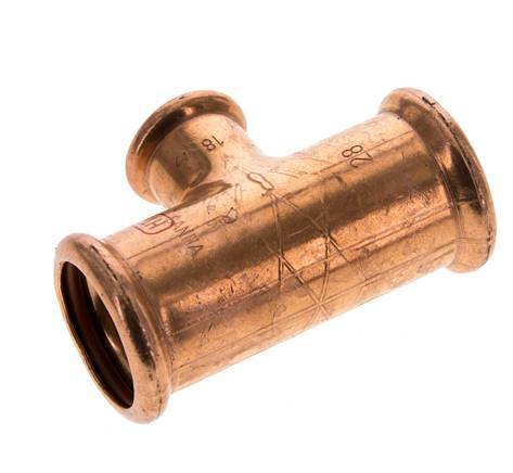 Tee Press Fitting - 18mm Female & 28mm - Copper alloy