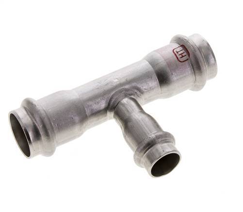 Tee Press Fitting - 15mm Female & 22mm - Stainless Steel
