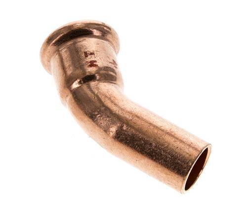45-Grad-Winkel-Pressfitting - 18 mm Innengewinde und 18 mm Außengewinde - Kupferlegierung