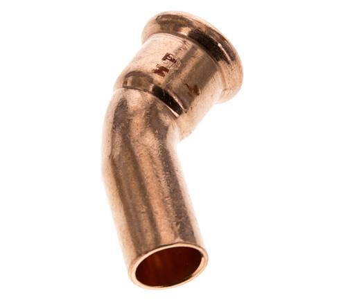 45-Grad-Winkel-Pressfitting - 18 mm Innengewinde und 18 mm Außengewinde - Kupferlegierung