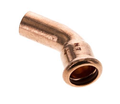 45-Grad-Winkel-Pressfitting - 18 mm Innengewinde und 18 mm Außengewinde - Kupferlegierung