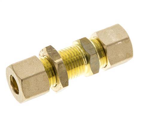 10mm Brass Straight Compression Fitting Bulkhead 95 bar DIN EN 1254-2