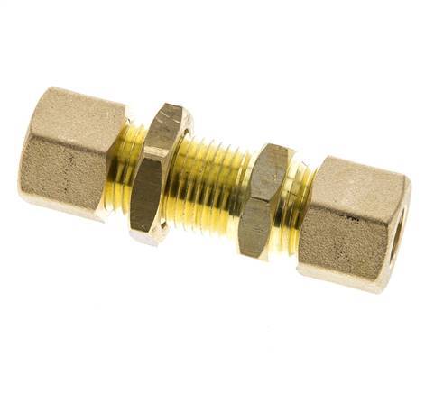 10mm Brass Straight Compression Fitting Bulkhead 95 bar DIN EN 1254-2