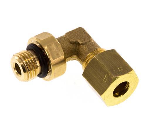 6mm & G1/8'' Brass Elbow Compression Fitting with Male Threads 150 bar NBR Adjustable DIN EN 1254-2
