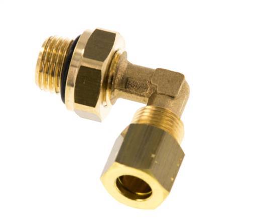 8mm & G1/4'' Brass Elbow Compression Fitting with Male Threads 135 bar NBR Adjustable DIN EN 1254-2