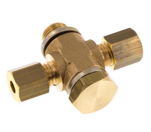 4mm & G1/8'' Brass T-Shape Tee Compression Fitting with Male Threads 150 bar Zinc plated Steel, with NBR insert DIN EN 1254-2