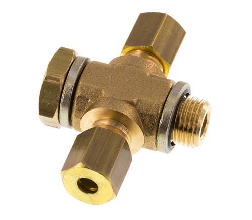 4mm & G1/8'' Brass T-Shape Tee Compression Fitting with Male Threads 150 bar Zinc plated Steel, with NBR insert DIN EN 1254-2