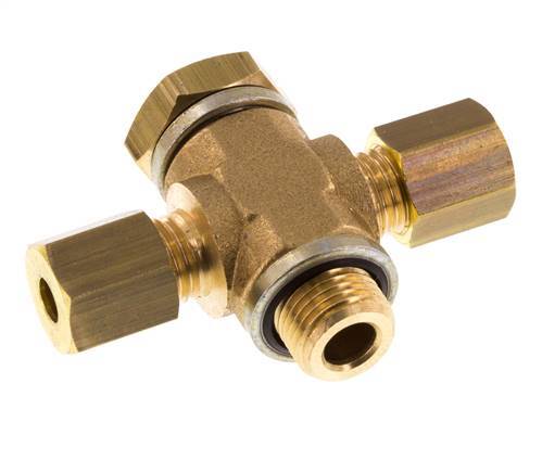 4mm & G1/8'' Brass T-Shape Tee Compression Fitting with Male Threads 150 bar Zinc plated Steel, with NBR insert DIN EN 1254-2