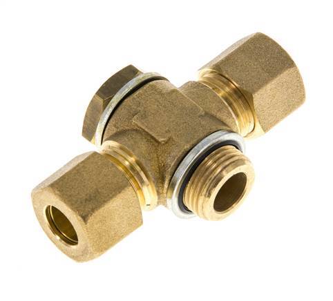 10mm & G3/8'' Brass T-Shape Tee Compression Fitting with Male Threads 95 bar Zinc plated Steel, with NBR insert DIN EN 1254-2