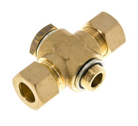 14mm & G3/8'' Brass T-Shape Tee Compression Fitting with Male Threads 89 bar Zinc plated Steel, with NBR insert DIN EN 1254-2