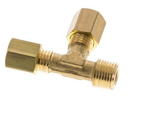 4mm & R1/8'' Brass Right Angle Tee Compression Fitting with Male Threads 150 bar DIN EN 1254-2 [2 Pieces]