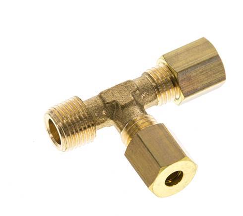 4mm & R1/8'' Brass Right Angle Tee Compression Fitting with Male Threads 150 bar DIN EN 1254-2 [2 Pieces]