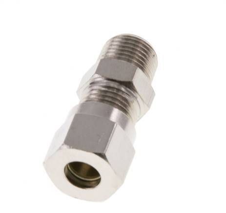 6LL & R1/8'' Nickel plated Brass Straight Cutting Fitting with Male Threads 100 bar ISO 8434-1 [5 Pieces]