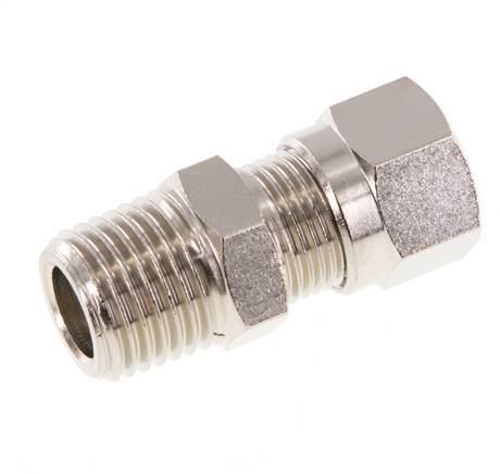8LL & R1/4'' Nickel plated Brass Straight Cutting Fitting with Male Threads 100 bar ISO 8434-1 [2 Pieces]
