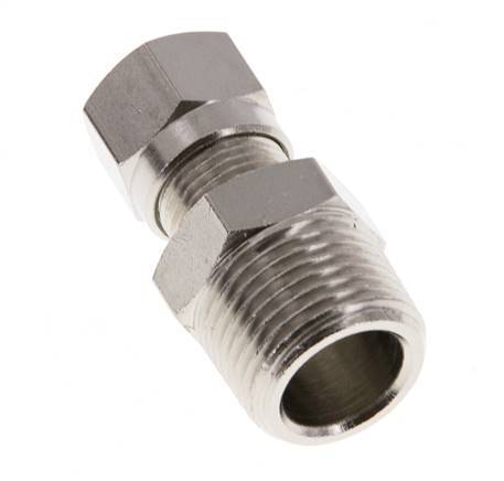 8LL & R3/8'' Nickel plated Brass Straight Cutting Fitting with Male Threads 100 bar ISO 8434-1 [2 Pieces]