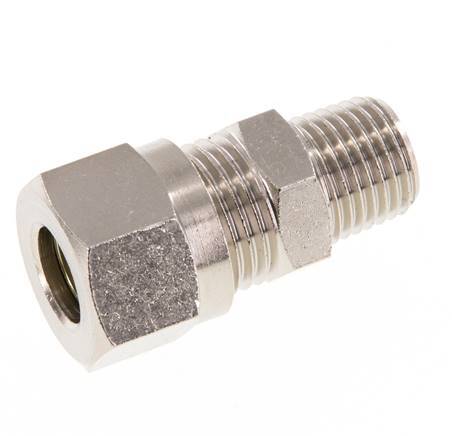 10L & R1/4'' Nickel plated Brass Straight Cutting Fitting with Male Threads 115 bar ISO 8434-1 [2 Pieces]