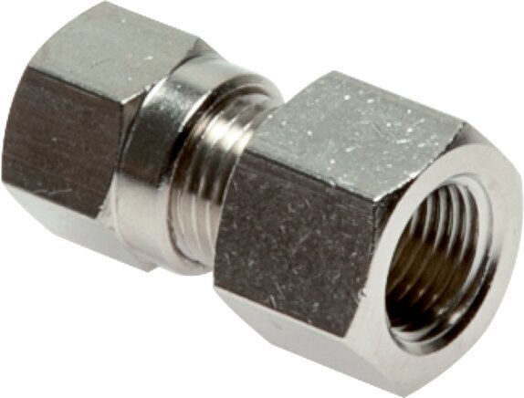 4LL & G1/8'' Nickel plated Brass Straight Cutting Fitting with Female Threads 100 bar ISO 8434-1 [2 Pieces]