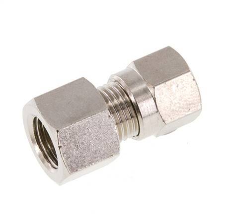 6LL & G1/8'' Nickel plated Brass Straight Cutting Fitting with Female Threads 100 bar ISO 8434-1 [2 Pieces]