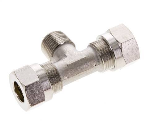 12L & R3/8'' Nickel plated Brass T-Shape Tee Cutting Fitting with Male Threads 75 bar ISO 8434-1