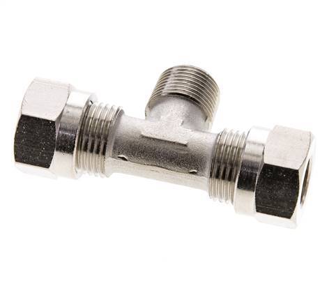 12L & R3/8'' Nickel plated Brass T-Shape Tee Cutting Fitting with Male Threads 75 bar ISO 8434-1