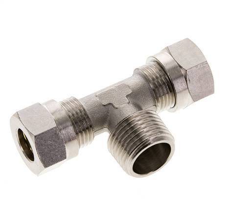 12L & R1/2'' Vernickeltes Messing T-Shape T-Stück mit Außengewinde 75 bar ISO 8434-1