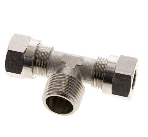 12L & R1/2'' Vernickeltes Messing T-Shape T-Stück mit Außengewinde 75 bar ISO 8434-1