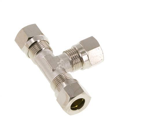 8LL Vernickeltes Messing T-Shape T-Schneidfitting 100 bar ISO 8434-1