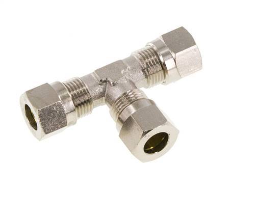 8LL Vernickeltes Messing T-Shape T-Schneidfitting 100 bar ISO 8434-1