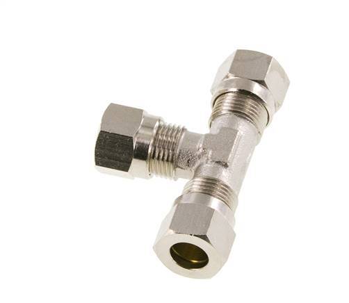 8LL Vernickeltes Messing T-Shape T-Schneidfitting 100 bar ISO 8434-1