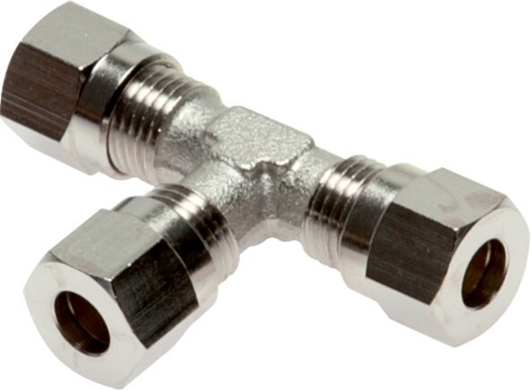 6LL Nickel plated Brass T-Shape Tee Cutting Fitting 100 bar ISO 8434-1 [2 Pieces]