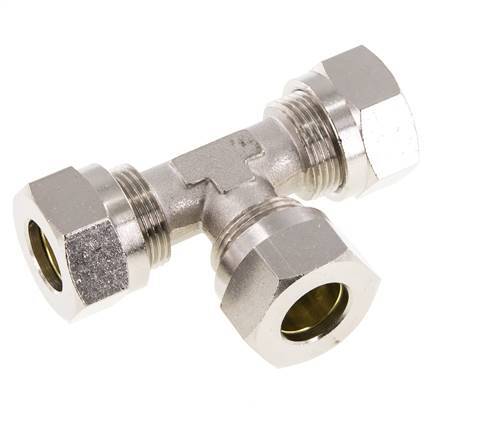 15L Vernickeltes Messing T-Shape T-Stück Schneidfitting 70 bar ISO 8434-1