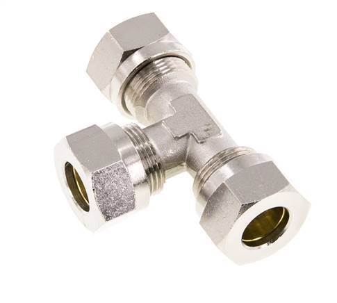 15L Vernickeltes Messing T-Shape T-Stück Schneidfitting 70 bar ISO 8434-1