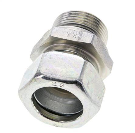 28L & M33x2 Zink plated Steel Straight Cutting Fitting with Male Threads 160 bar NBR ISO 8434-1