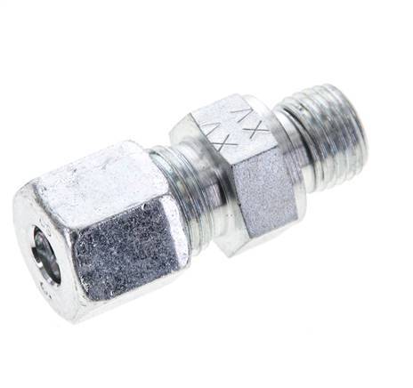 8S & M14x1.5 Zink plated Steel Straight Cutting Fitting with Male Threads 630 bar NBR ISO 8434-1 [2 Pieces]