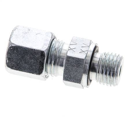 8S & M14x1.5 Zink plated Steel Straight Cutting Fitting with Male Threads 630 bar NBR ISO 8434-1 [2 Pieces]