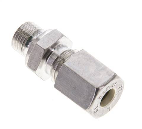 6L & M10x1 Stainless Steel Straight Compression Fitting with Male Threads 315 bar FKM ISO 8434-1