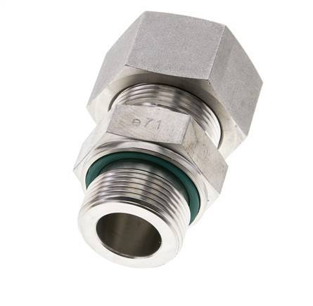 25S & M33x2 Stainless Steel Straight Compression Fitting with Male Threads 250 bar FKM ISO 8434-1