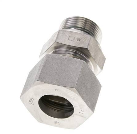 25S & M33x2 Stainless Steel Straight Compression Fitting with Male Threads 250 bar FKM ISO 8434-1
