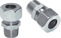 8L & R1/4'' Zink plated Steel Straight Cutting Fitting with Male Threads 315 bar ISO 8434-1 [2 Pieces]